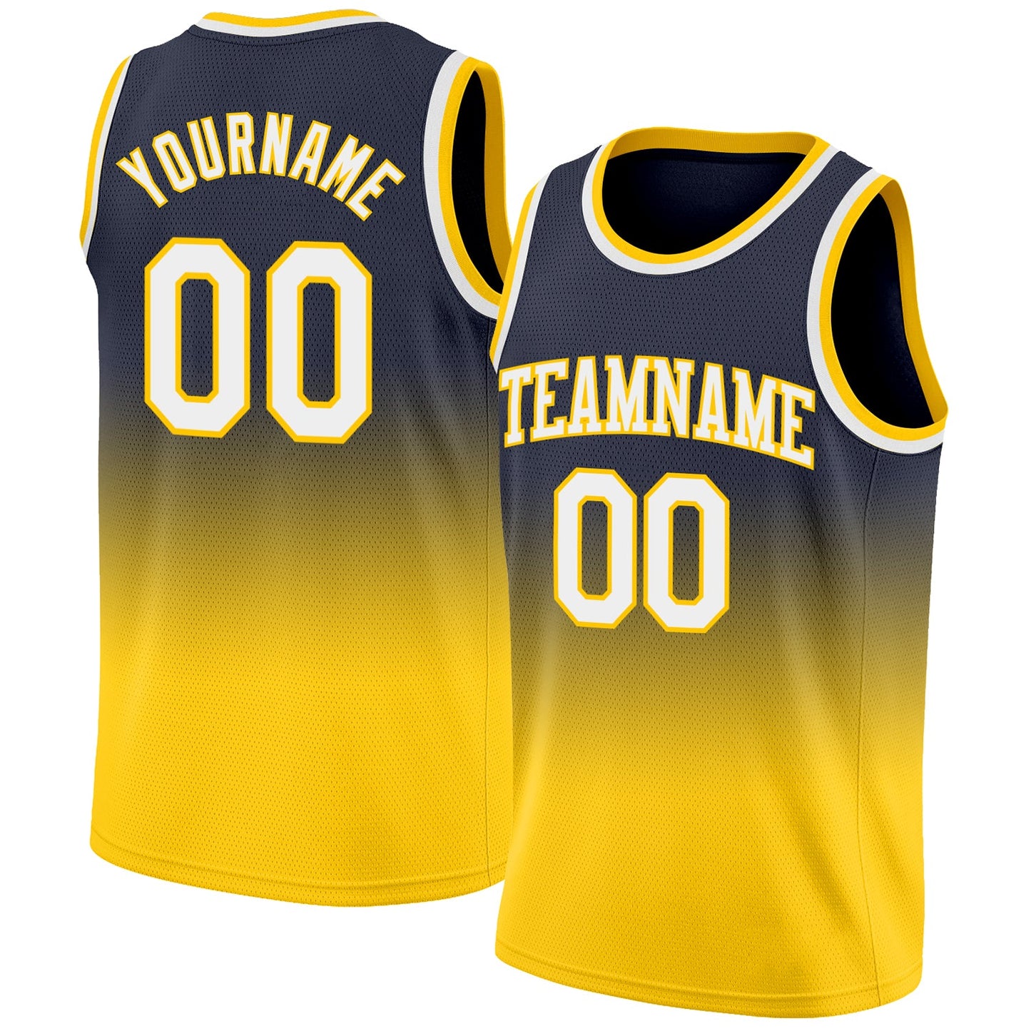 Custom Navy White-Gold Authentic Fade Fashion Basketball Jersey - Sky-Custom
