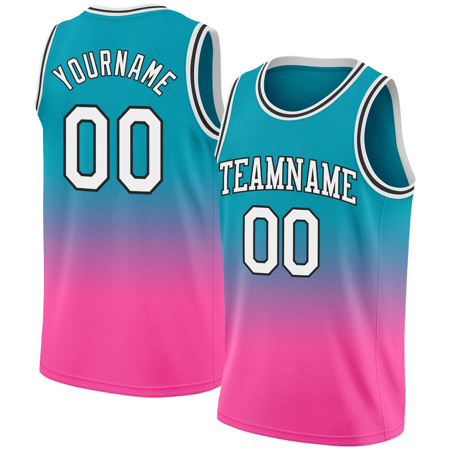 Custom Teal White-Pink Authentic Fade Fashion Basketball Jersey - Sky-Custom