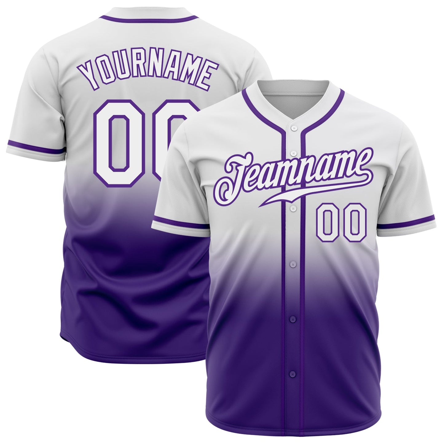 Custom White White-Purple Authentic Fade Fashion Baseball Jersey - Sky-Custom