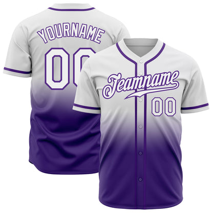 Custom White White-Purple Authentic Fade Fashion Baseball Jersey - Sky-Custom