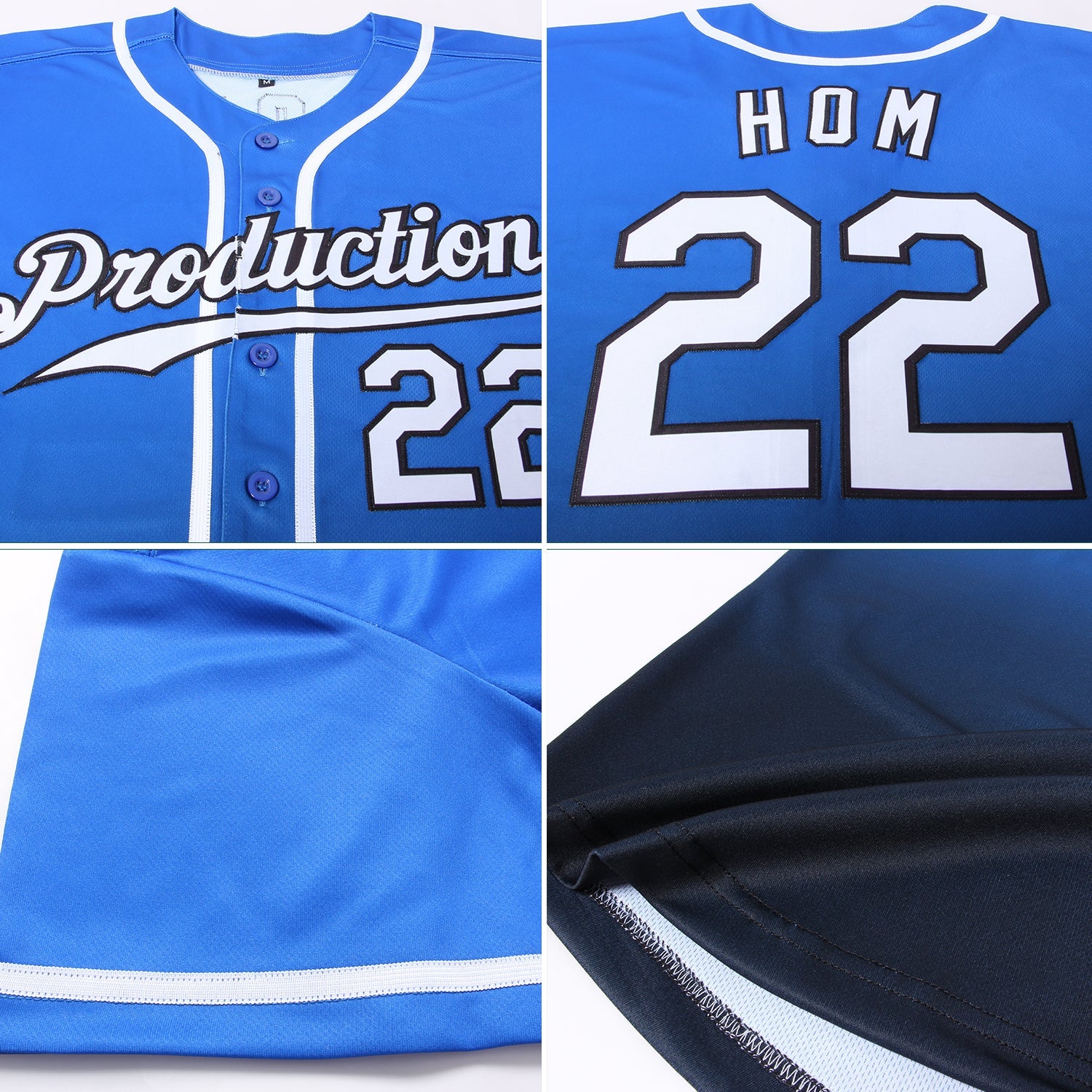 Custom Royal White-Black Authentic Fade Fashion Baseball Jersey - Sky-Custom