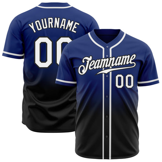 Custom Royal White-Black Authentic Fade Fashion Baseball Jersey - Sky-Custom