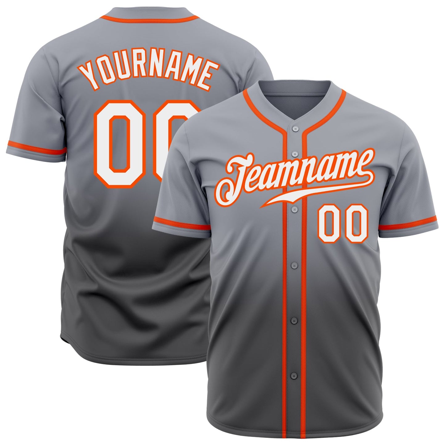 Custom Gray White Steel Gray-Orange Authentic Fade Fashion Baseball Jersey - Sky-Custom