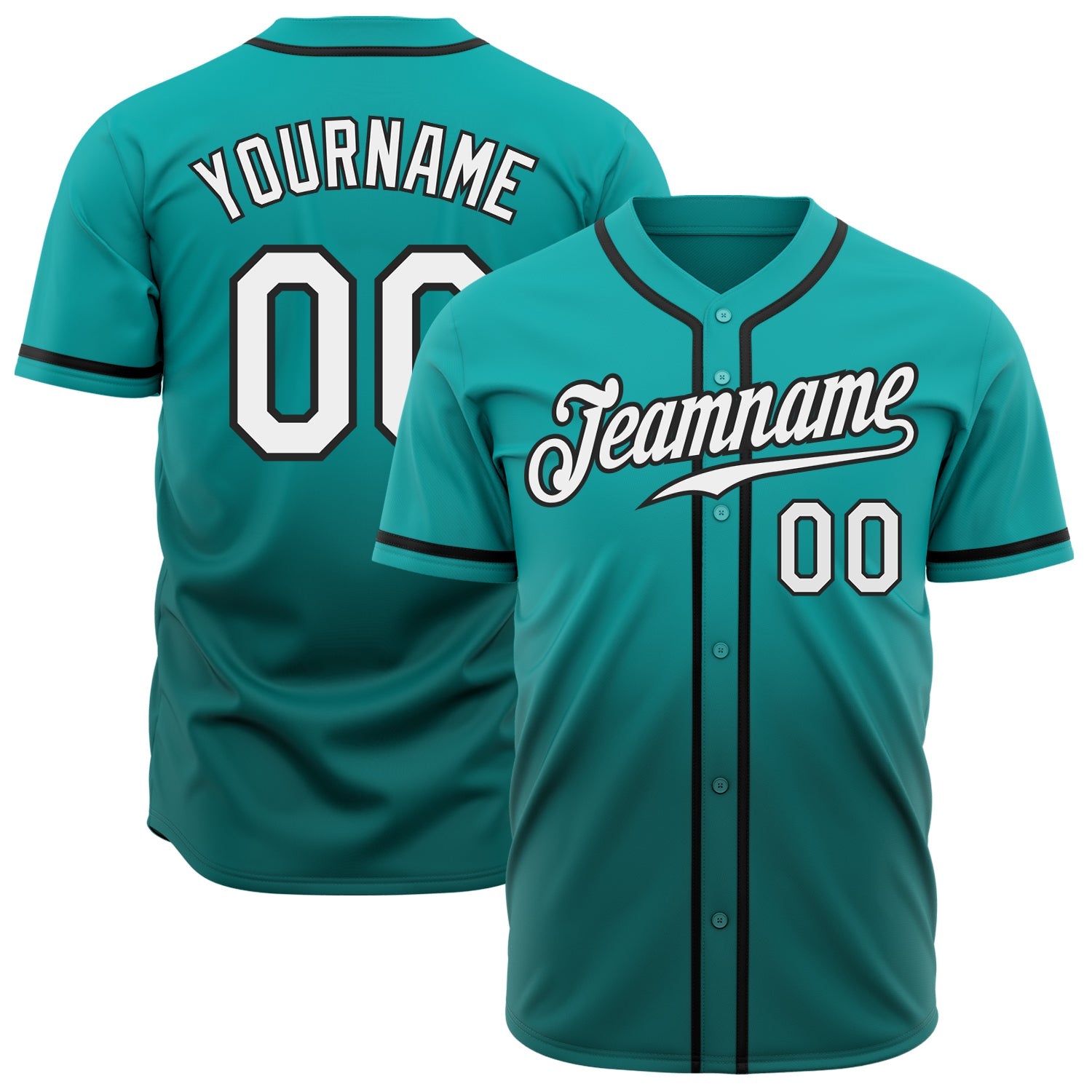 Custom Aqua White-Teal Authentic Fade Fashion Baseball Jersey - Sky-Custom