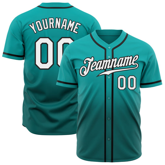 Custom Aqua White-Teal Authentic Fade Fashion Baseball Jersey - Sky-Custom