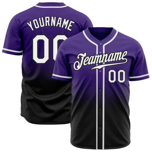 Custom Purple White-Black Authentic Fade Fashion Baseball Jersey - Sky-Custom