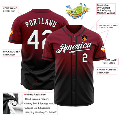 Custom Crimson White-Black Authentic Fade Fashion Baseball Jersey - Sky-Custom