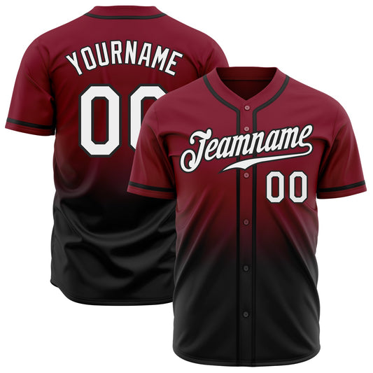 Custom Crimson White-Black Authentic Fade Fashion Baseball Jersey - Sky-Custom