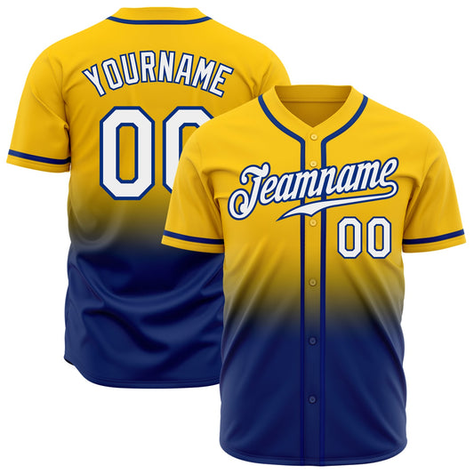 Custom Yellow White-Royal Authentic Fade Fashion Baseball Jersey - Sky-Custom