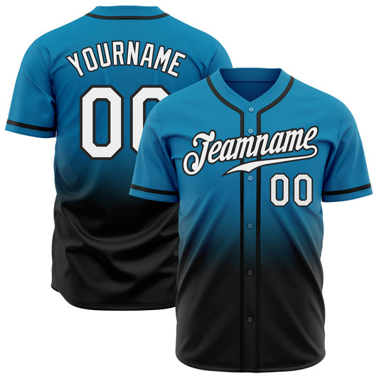 Custom Panther Blue White-Black Authentic Fade Fashion Baseball Jersey - Sky-Custom