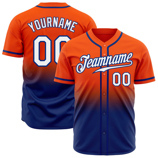 Custom Orange White-Royal Authentic Fade Fashion Baseball Jersey - Sky-Custom