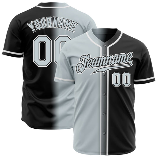 Custom Black Silver-White Authentic Gradient Fashion Baseball Jersey - Sky-Custom