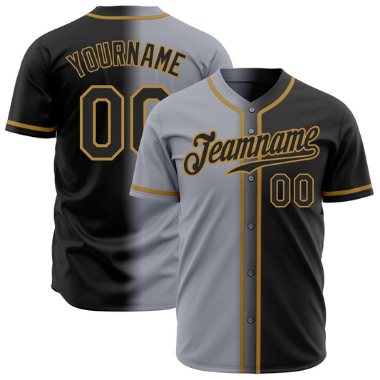 Custom Gray Black-Old Gold Authentic Gradient Fashion Baseball Jersey - Sky-Custom