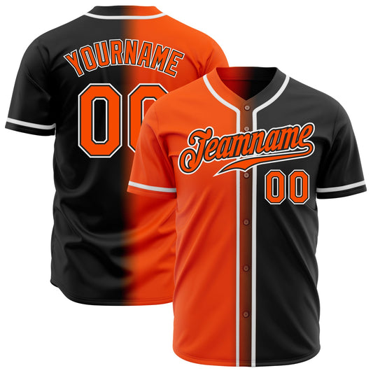 Custom Black Orange-White Authentic Gradient Fashion Baseball Jersey - Sky-Custom