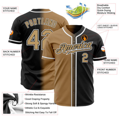 Custom Black Old Gold-White Authentic Gradient Fashion Baseball Jersey - Sky-Custom