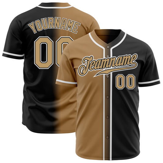 Custom Black Old Gold-White Authentic Gradient Fashion Baseball Jersey - Sky-Custom