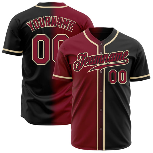 Custom Black Crimson-Cream Authentic Gradient Fashion Baseball Jersey - Sky-Custom