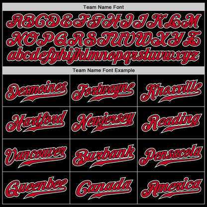 Custom Black Red-White Authentic Gradient Fashion Baseball Jersey - Sky-Custom