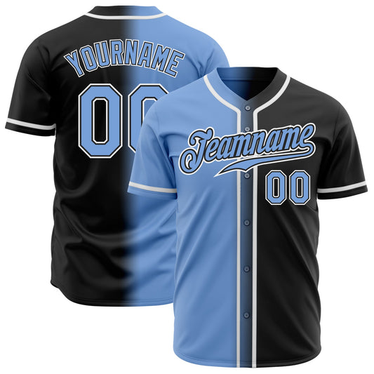 Custom Black Light Blue-White Authentic Gradient Fashion Baseball Jersey - Sky-Custom