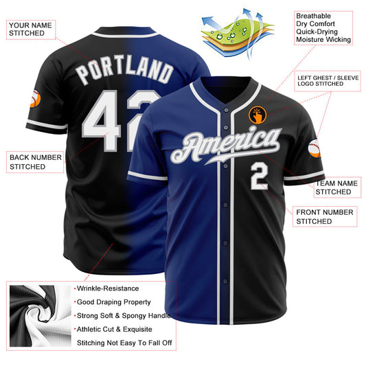 Custom Black White Royal-Gray Authentic Gradient Fashion Baseball Jersey - Sky-Custom