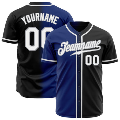 Custom Black White Royal-Gray Authentic Gradient Fashion Baseball Jersey - Sky-Custom