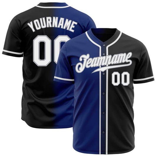 Custom Black White Royal-Gray Authentic Gradient Fashion Baseball Jersey - Sky-Custom