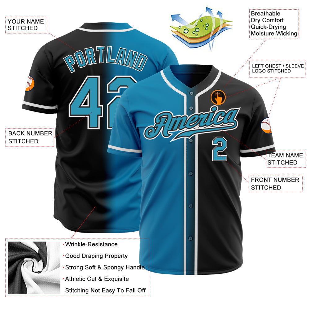 Custom Black Panther Blue-White Authentic Gradient Fashion Baseball Jersey - Sky-Custom