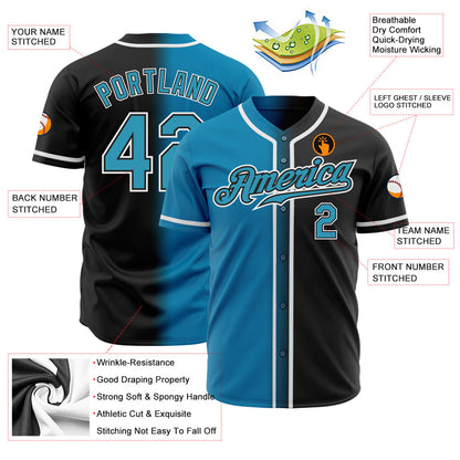Custom Black Panther Blue-White Authentic Gradient Fashion Baseball Jersey - Sky-Custom