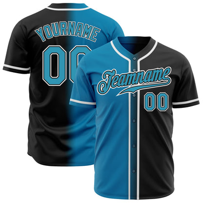 Custom Black Panther Blue-White Authentic Gradient Fashion Baseball Jersey - Sky-Custom