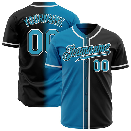 Custom Black Panther Blue-White Authentic Gradient Fashion Baseball Jersey - Sky-Custom