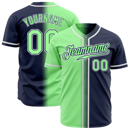Custom Navy Pea Green-White Authentic Gradient Fashion Baseball Jersey - Sky-Custom