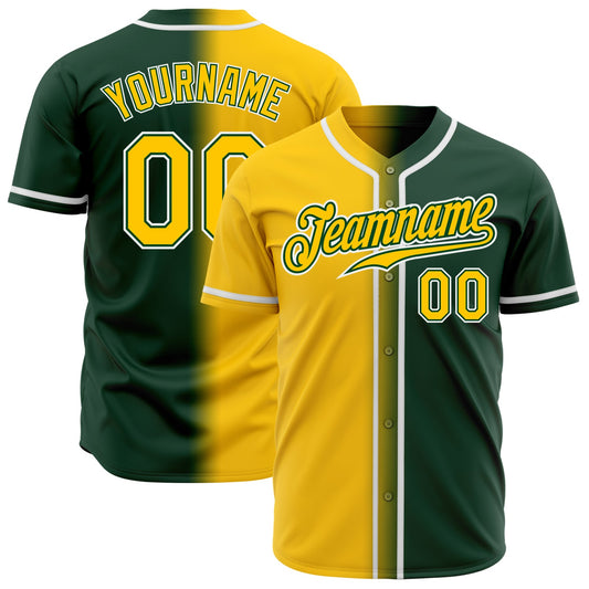 Custom Green Yellow-White Authentic Gradient Fashion Baseball Jersey - Sky-Custom