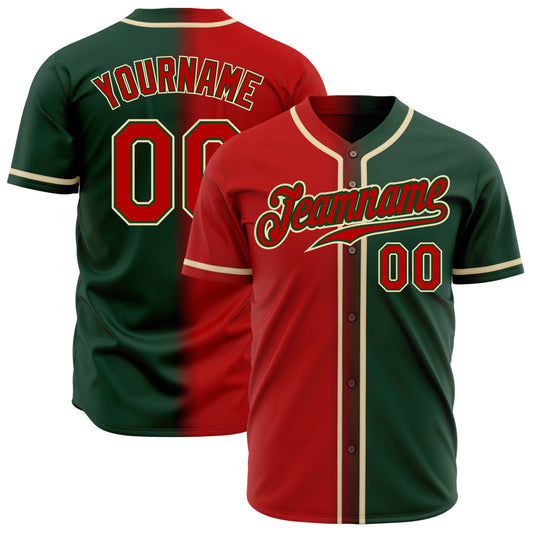 Custom Green Red-Cream Authentic Gradient Fashion Baseball Jersey - Sky-Custom
