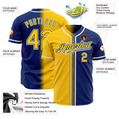 Custom Royal Yellow-White Authentic Gradient Fashion Baseball Jersey - Sky-Custom