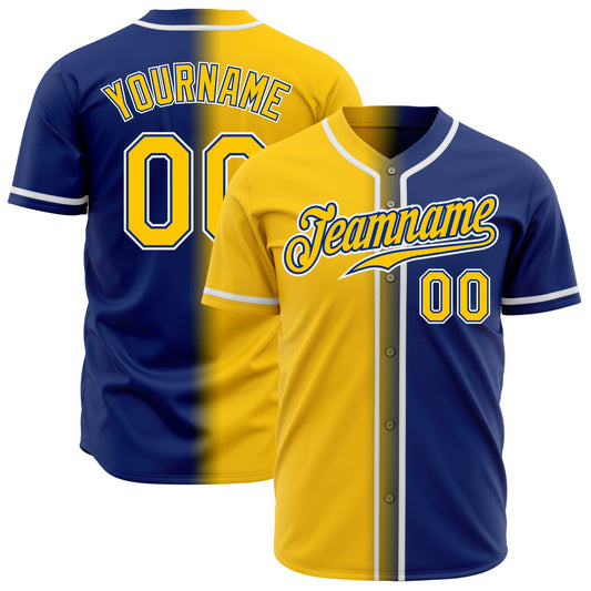 Custom Royal Yellow-White Authentic Gradient Fashion Baseball Jersey - Sky-Custom