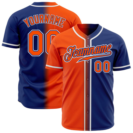Custom Royal Orange-White Authentic Gradient Fashion Baseball Jersey - Sky-Custom