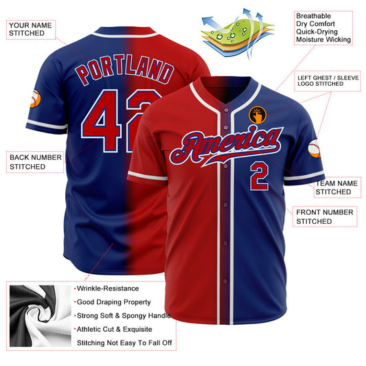 Custom Royal Red-White Authentic Gradient Fashion Baseball Jersey - Sky-Custom