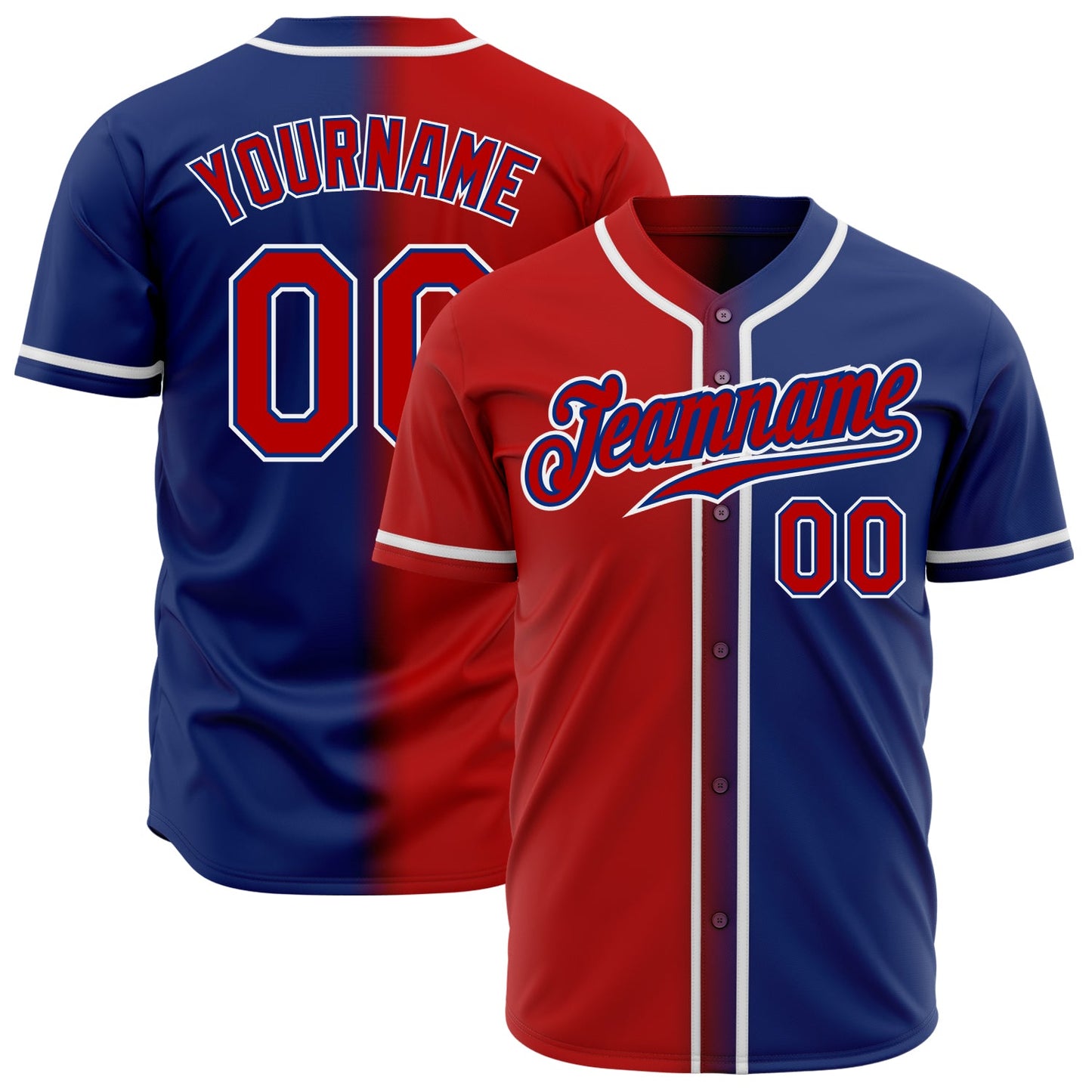 Custom Royal Red-White Authentic Gradient Fashion Baseball Jersey - Sky-Custom