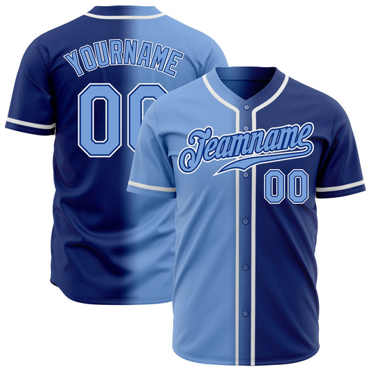 Custom Royal Light Blue-White Authentic Gradient Fashion Baseball Jersey - Sky-Custom