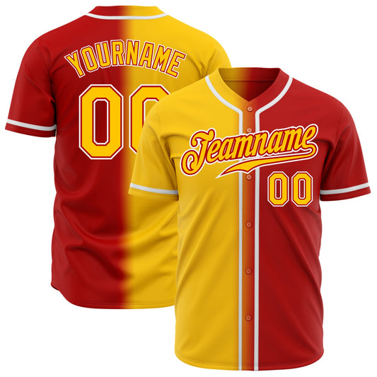 Custom Red Yellow-White Authentic Gradient Fashion Baseball Jersey - Sky-Custom