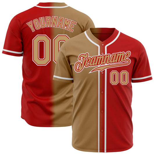 Custom Red Old Gold-White Authentic Gradient Fashion Baseball Jersey - Sky-Custom