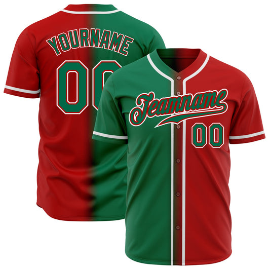 Custom Red Kelly Green-White Authentic Gradient Fashion Baseball Jersey - Sky-Custom