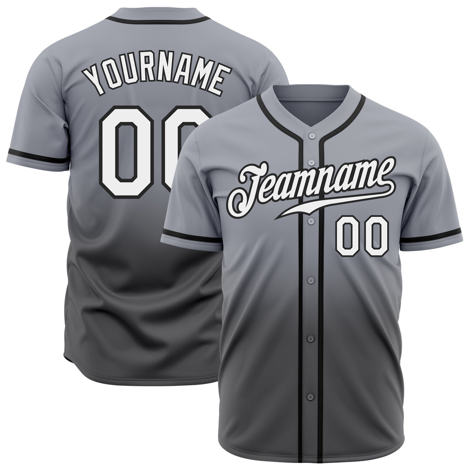 Custom Gray White Steel Gray-Black Authentic Fade Fashion Baseball Jersey - Sky-Custom
