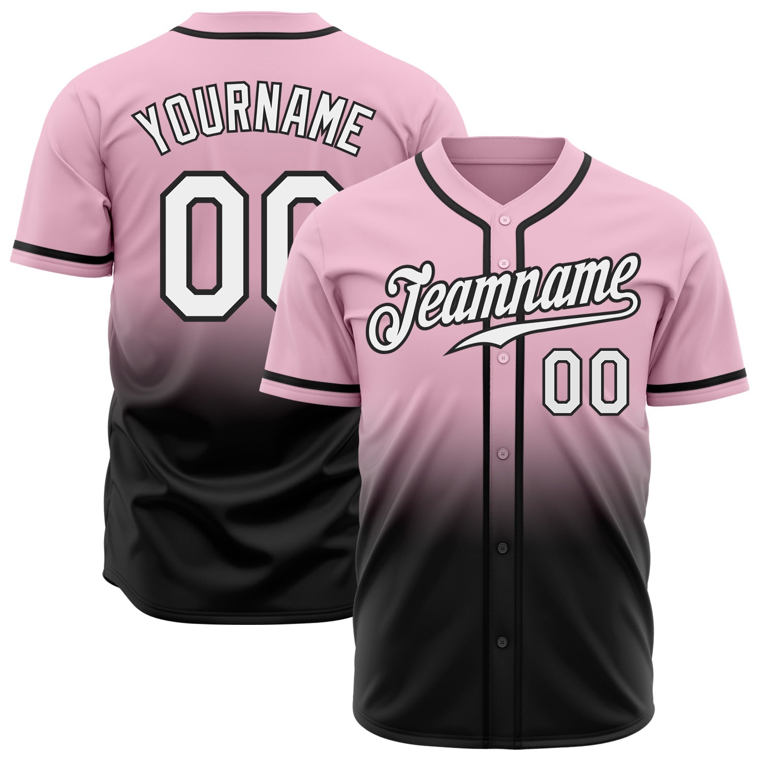 Custom Light Pink White-Black Authentic Fade Fashion Baseball Jersey - Sky-Custom