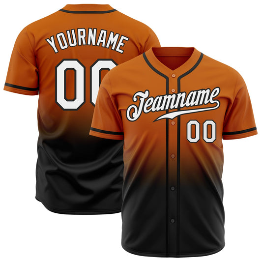 Custom Texas Orange White-Black Authentic Fade Fashion Baseball Jersey - Sky-Custom