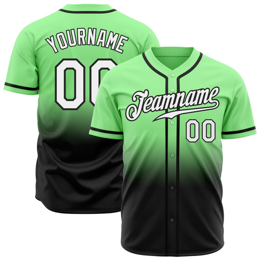 Custom Pea Green White-Black Authentic Fade Fashion Baseball Jersey - Sky-Custom