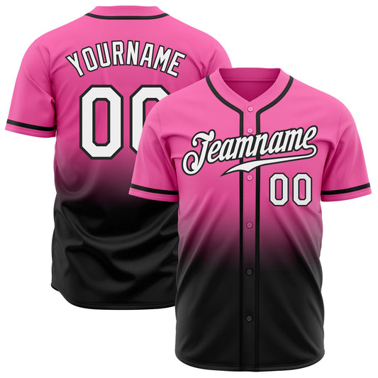Custom Pink White-Black Authentic Fade Fashion Baseball Jersey - Sky-Custom