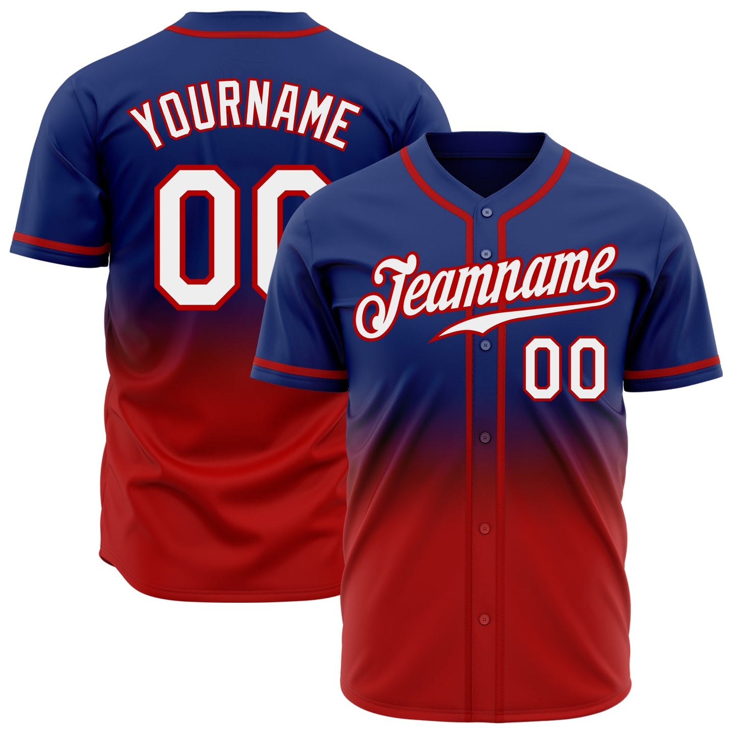 Custom Royal White-Red Authentic Fade Fashion Baseball Jersey - Sky-Custom