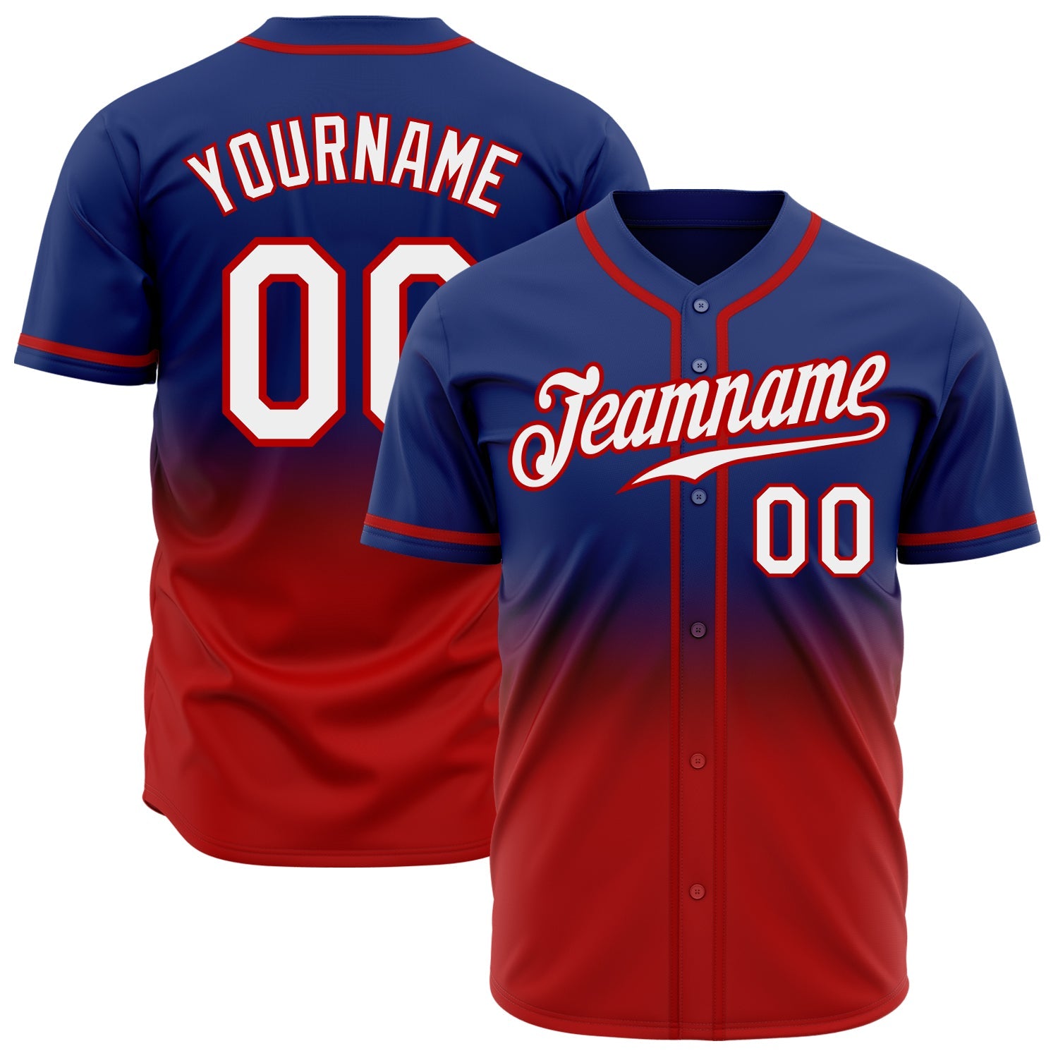 Custom Royal White-Red Authentic Fade Fashion Baseball Jersey - Sky-Custom