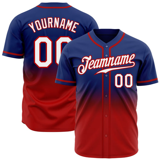 Custom Royal White-Red Authentic Fade Fashion Baseball Jersey - Sky-Custom